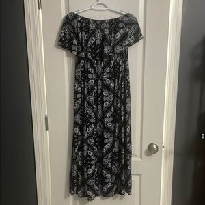 Elegant Black and White Off-Shoulder Dress